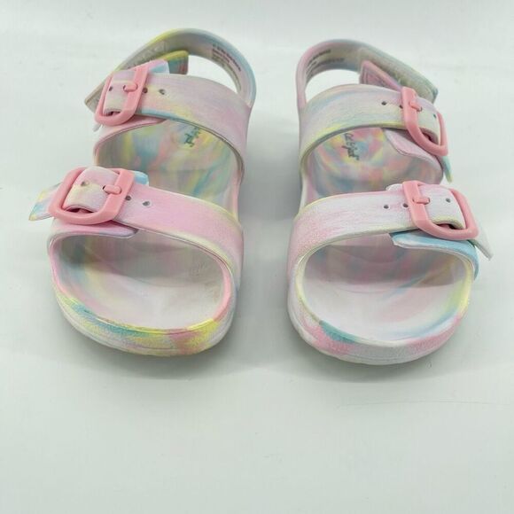 Cat & Jack Ade Girls Size 11 EVA Pastel Multicolor Double Strap Footbed Sandals - Picture 4 of 15